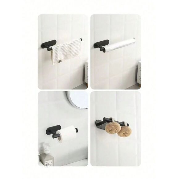 1pc Wall Mounted Bathroom Toilet Tissue Paper Holder Black Easy Install NWT - Picture 7 of 7